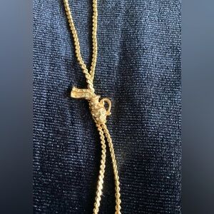 Gold-Tone Women's Necklace with Crystal Accent